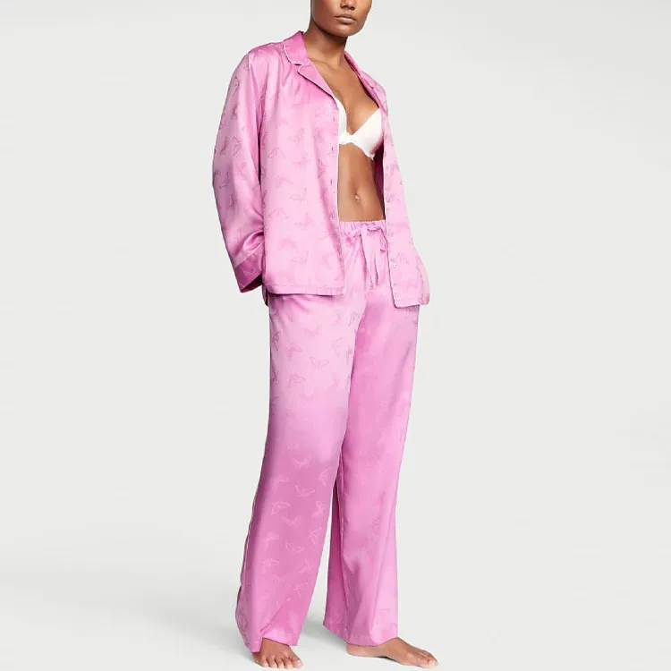 Victoria's Secret Pajama Set Please Women's Pink Purple-2
