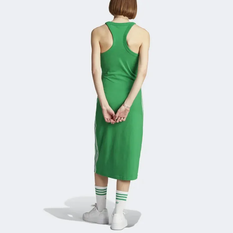 Adidas Originals 3 Stripes Slip Dresses Women's Green-2