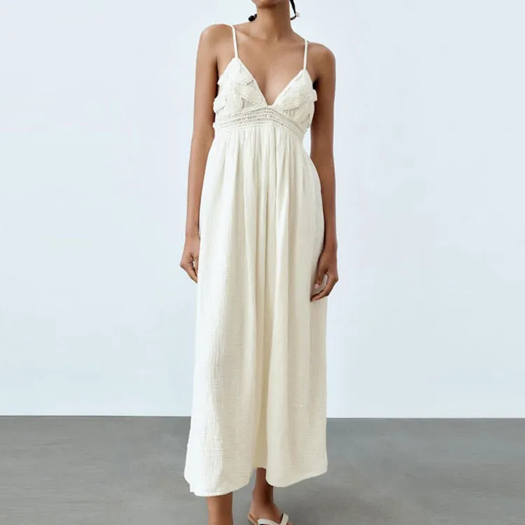 ZARA Slip Dresses Women's White-2