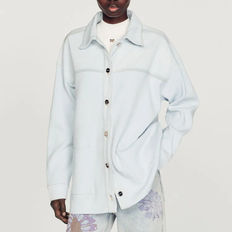 Sandro Denim Jackets Women's Sky Blue-1