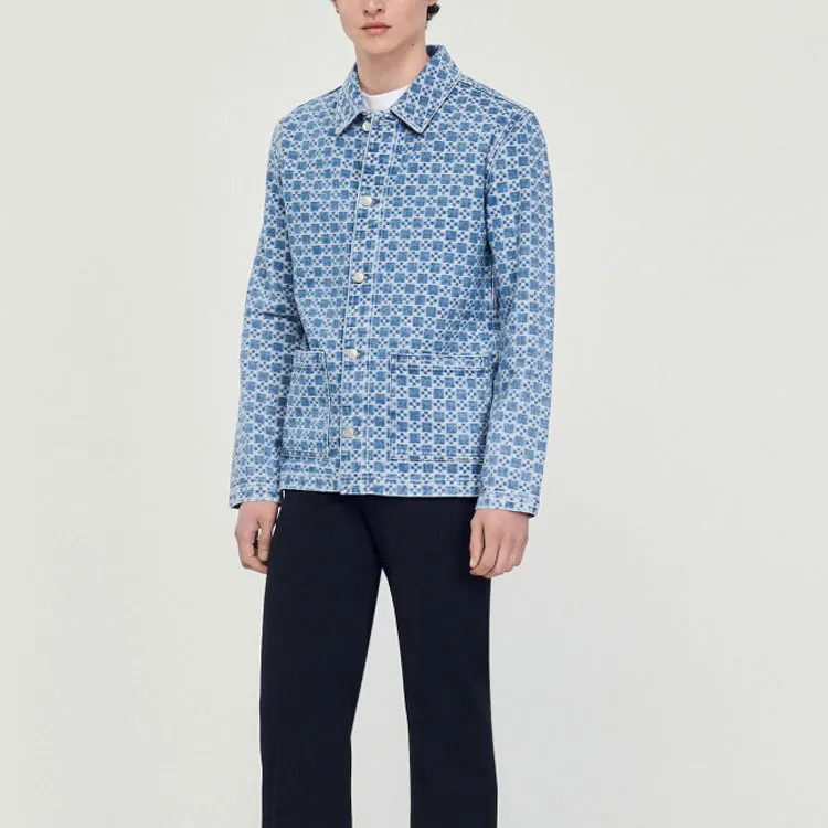 Sandro Patterned jacquard Denim Jacket-1