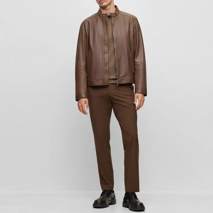 HUGO BOSS Leather Jackets Men Green-2