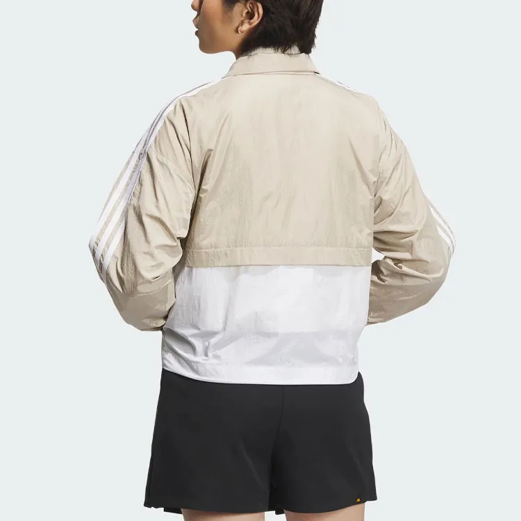 Adidas Originals American Vintage Preppy Style Stand Collar Jacket Women's Beige Umber-2