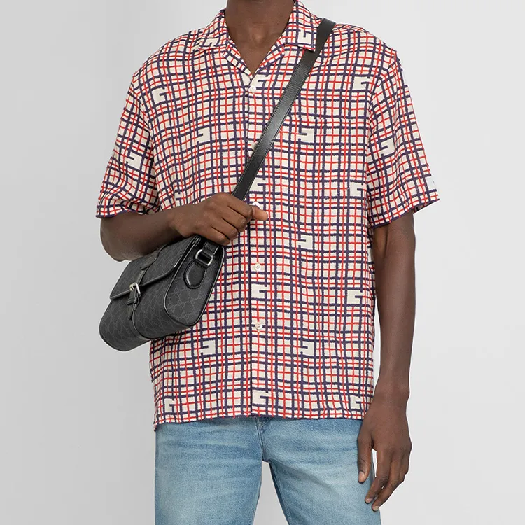 GUCCI Canvas With Leather Messenger Bag Shoulder Bag Crossbody Bag Medium Size Men's Black-5