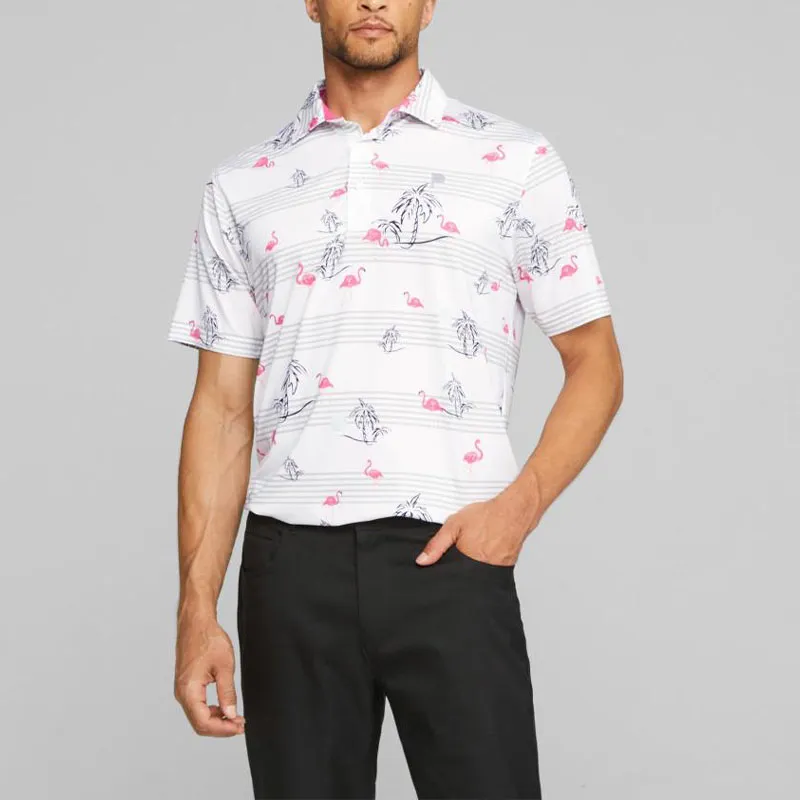PUMA Polo Shirts Men White/Bright Pink-2