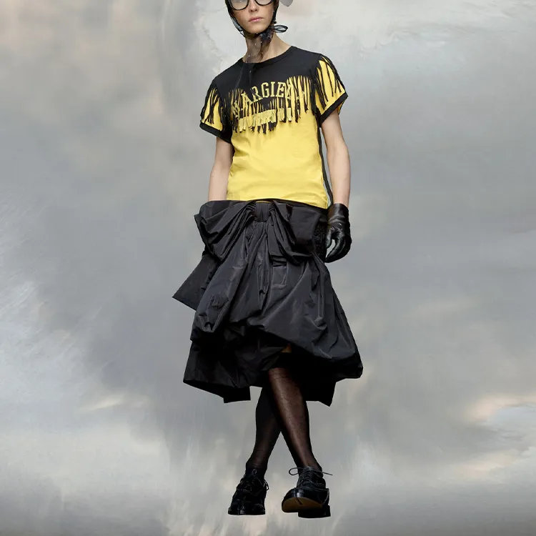 Maison Margiela Logo Prined Fringed T Shirt-3