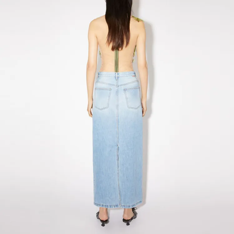 Acne Studios Denim Long Skirts Women's Light Blue-2