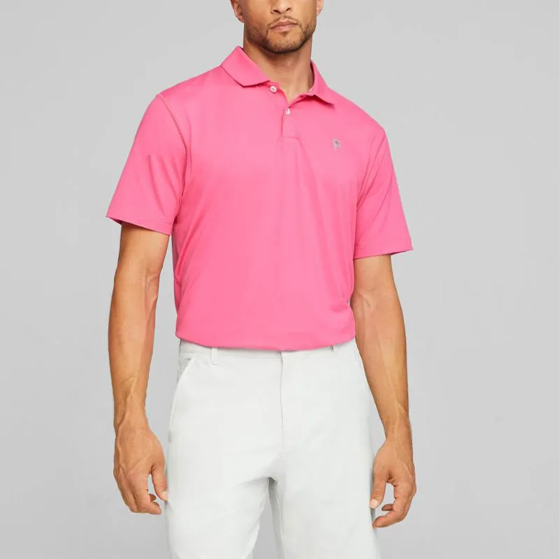 PUMA Golf X PTC Polo Shirts Men Bright Pink Red-2