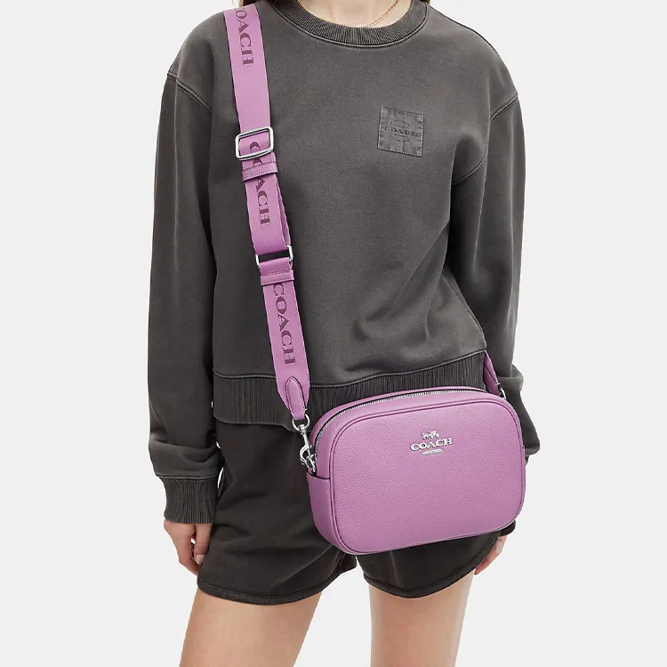 COACH Jamie Leather Camera Bag Shoulder Bag Crossbody Bag Medium Size Women's Purple-2