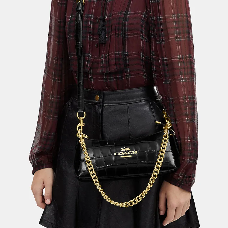 COACH Leather Pillow Bag Portable Crossbody Bag Shoulder Bag Women's Black-3