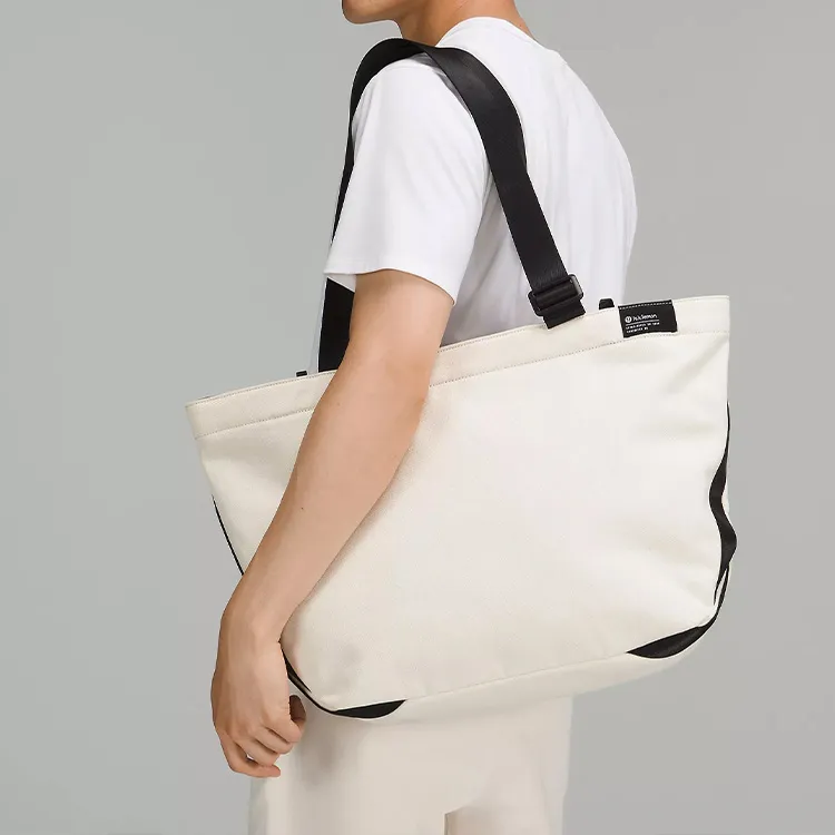 Lululemon Cotton Tote Bag Shopping Bag Handbag Regular Unisex White-2