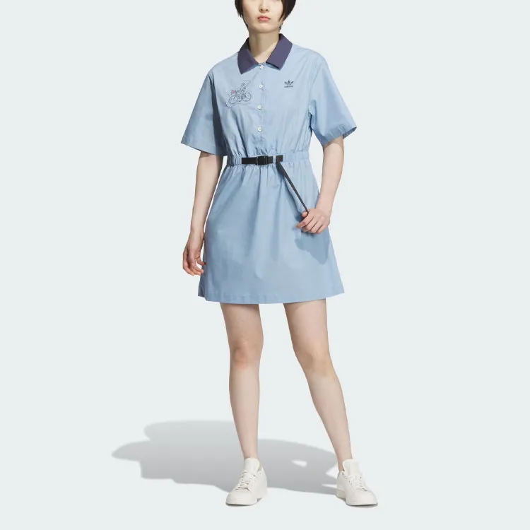 Adidas Originals Short Sleeved Dresses Women's Blue-1