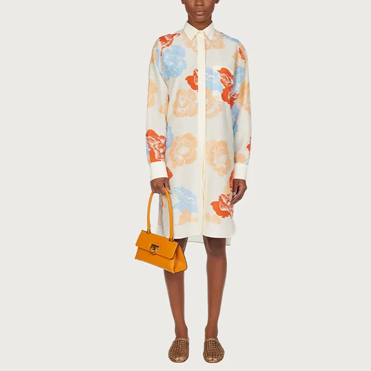 Ferragamo Long-Sleeved Dresses Women's Light Blue-1