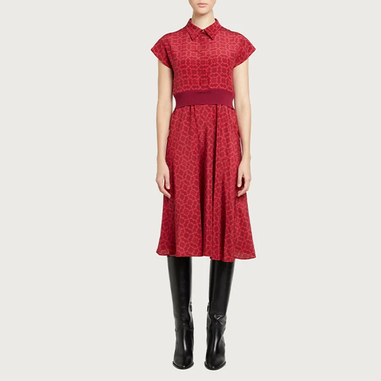 Ferragamo Short-Sleeved Dresses Women's Red-1