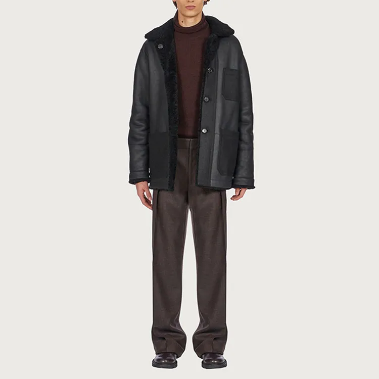 Ferragamo Leather Jackets Men Black-1