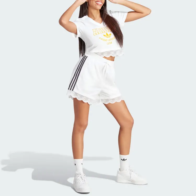 Adidas Originals 3 Stripes Casual Shorts Women's White-3