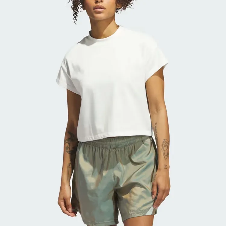 Adidas Drop Shoulder Sleeve T Shirt Women's White-1