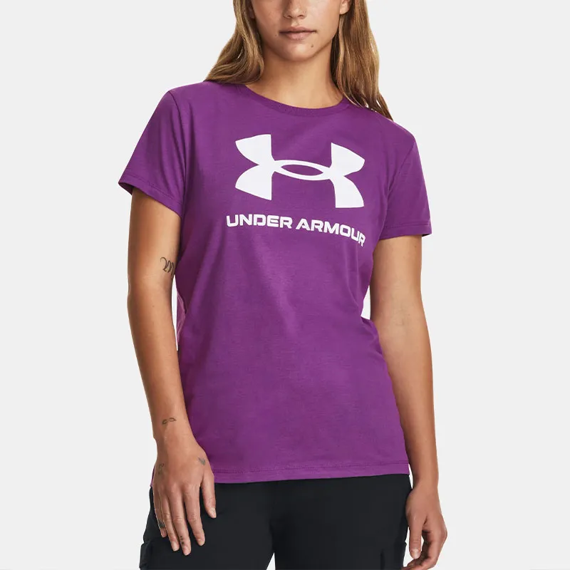 Under Armour Sportstyle T Shirts Women's Dark Purple-2