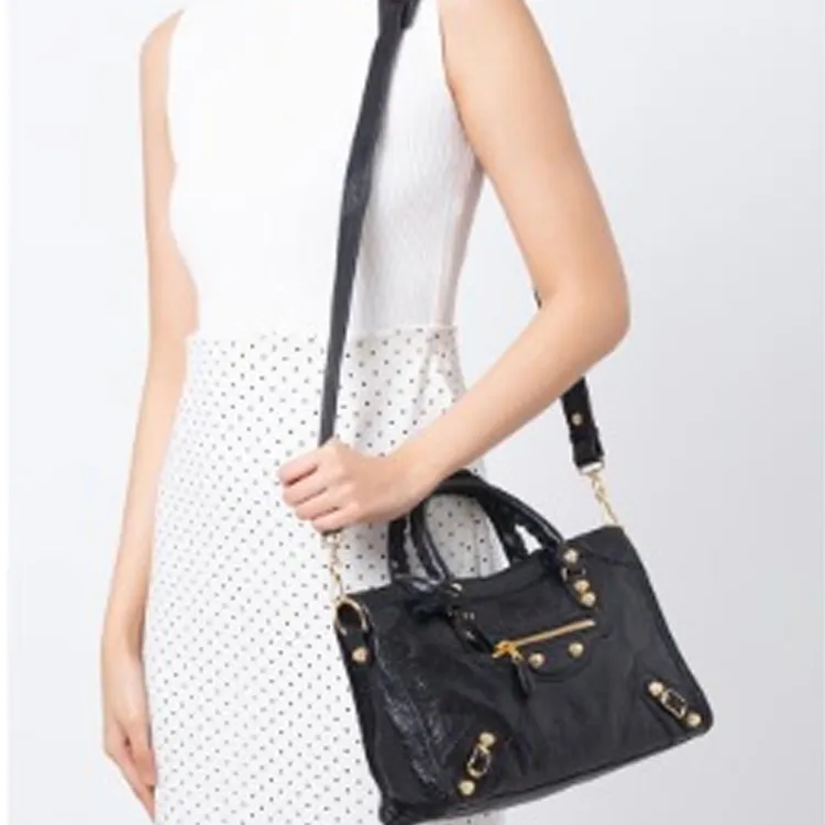 Balenciaga Neo Cagole City Sheepskin Urban Bag One Shoulder Handbag Small Size Women's Black-4