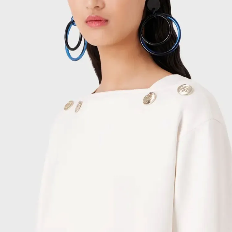 EMPORIO ARMANI Long Sleeved Dresses Women's White-4