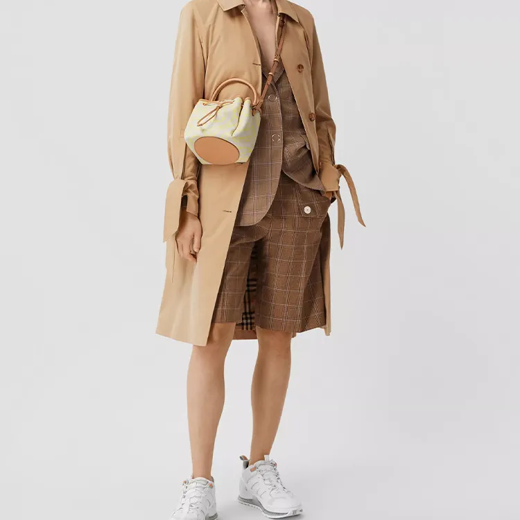 Burberry Canvas Leather Canvas Bag Bucket Bag Handbag Regular Women's Yellow-7