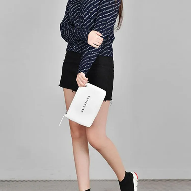 Balenciaga Cow Leather Clutch Regular Women's White-5