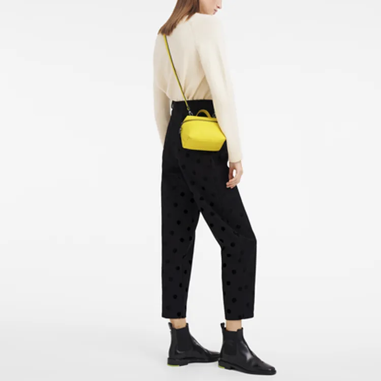 LONGCHAMP Cow Leather Handbag, Shoulder Bag, Crossbody Bag Mini Women's Lemon Yellow-4
