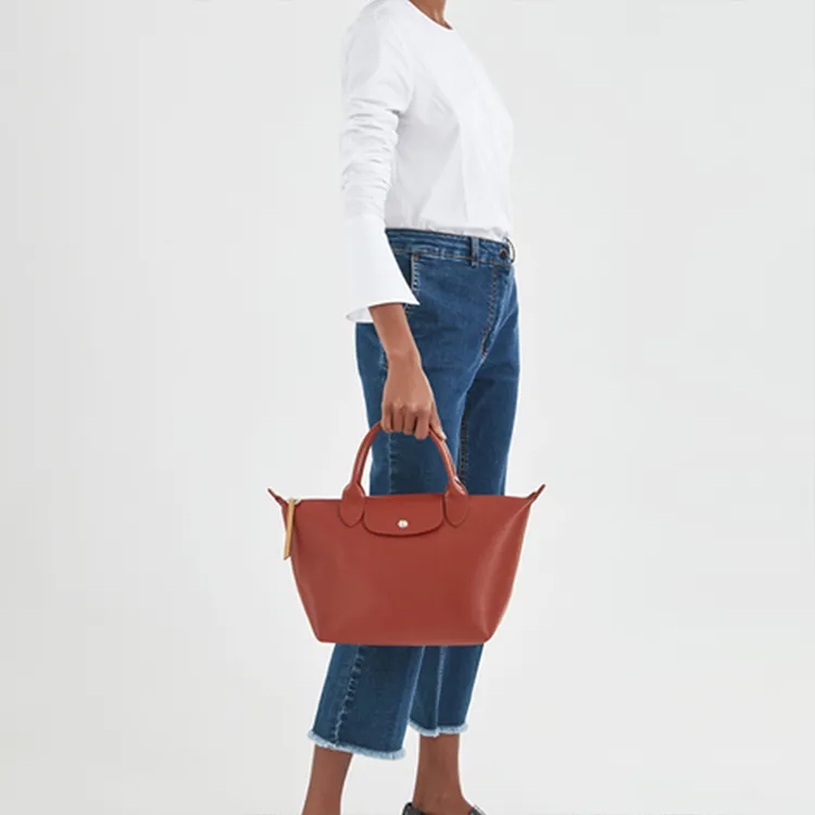 LONGCHAMP Le Pliage City Coated Canvas With Leather Handbag, Shoulder Bag, Crossbody Bag Regular Women's Orange Red-4