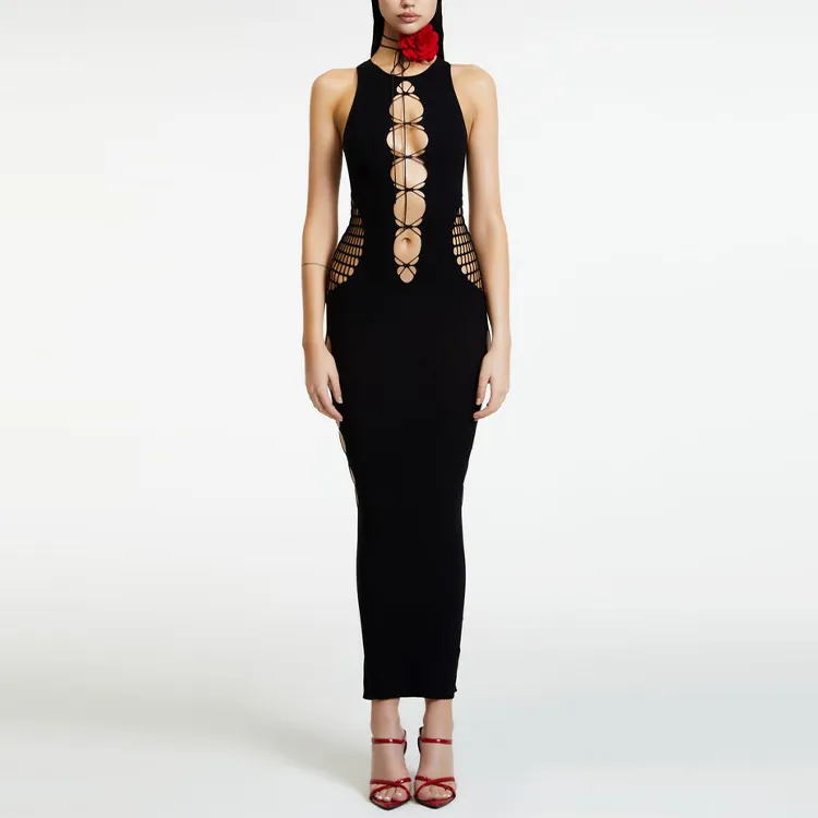 The Kript Sleeveless Dresses Women's Black-1