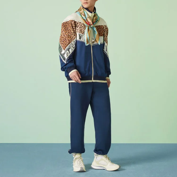 GUCCI Knitted Sports Pants Men's Blue-1