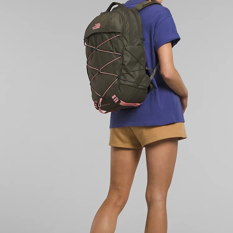 THE NORTH FACE Recycled Nylon Backpack Women's Boseberry Light Stone South Color With Fire Red-4
