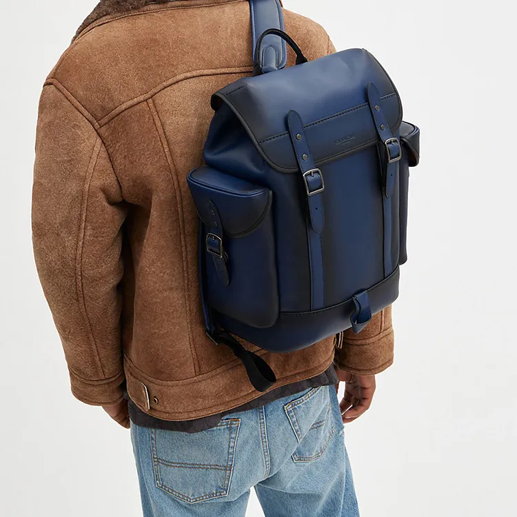 COACH Hitch Glove Tanned Leather Backpack Large Size Men's Dark Blue-4