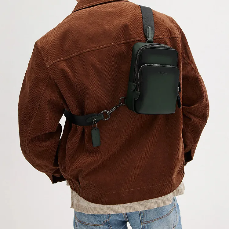 COACH Gotham Glove Tanned Leather Sling Bag Fanny Pack Shoulder Bag Crossbody Bag Mini Men's Green-4