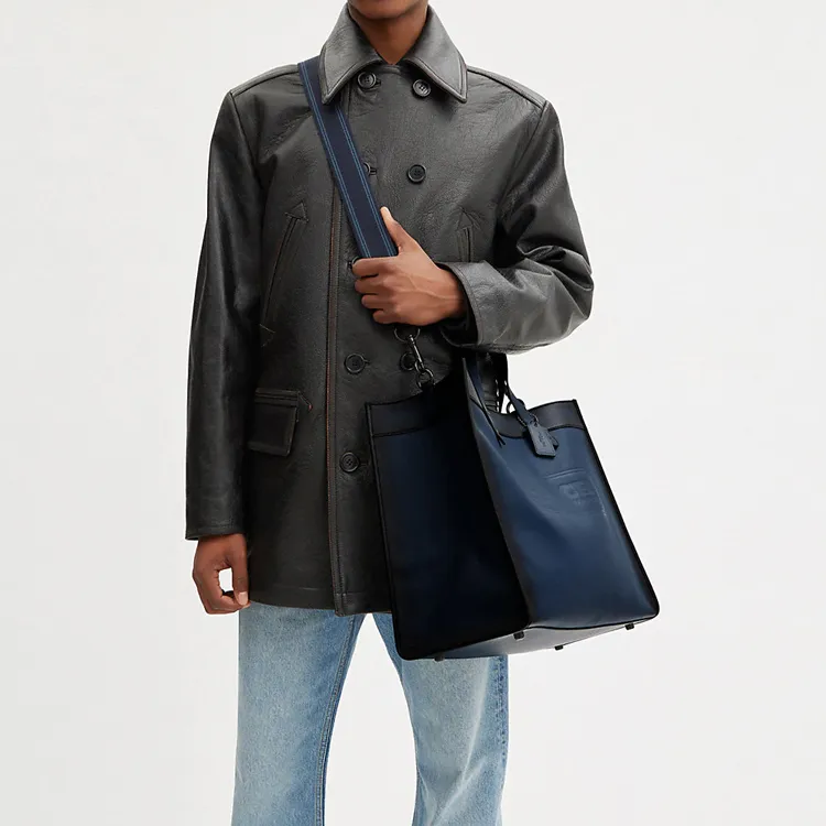 COACH Field Glove Tanning Tote Bag, Shopping Bag, Shoulder Bag, Crossbody Bag, Handbag Tubas Men's Dark Blue-4