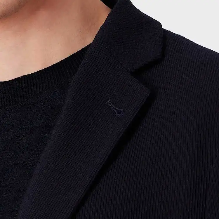 GIORGIO ARMANI Micro canneté Effect Notched lapel Blazer-4