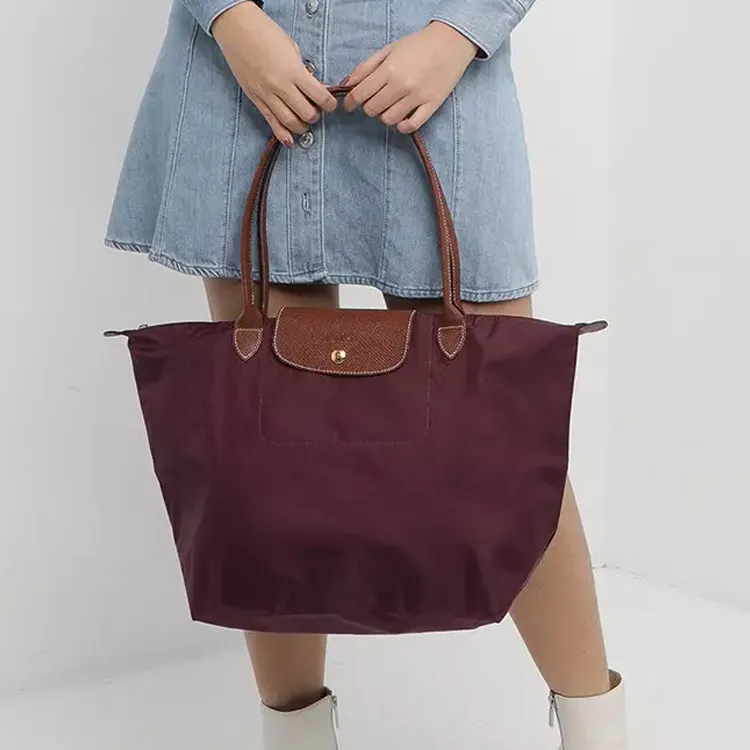 LONGCHAMP Fabric Dumpling Bag Handbag Trumpets Women's Dark Red-4
