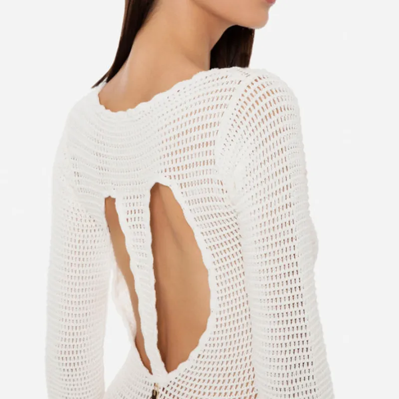 Elisabetta Franchi Long-Sleeved Dresses Women's White-2