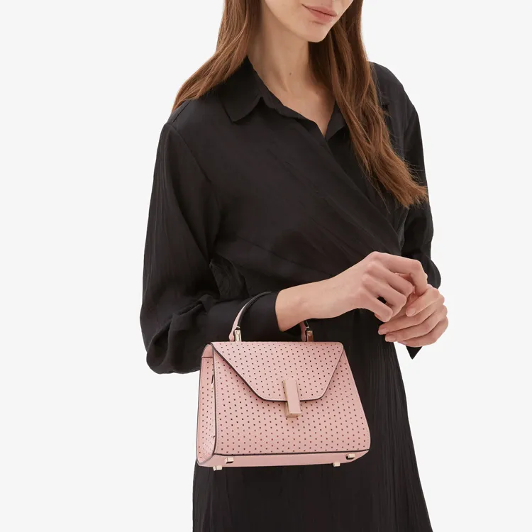 Valextra Iside Leather Shoulder Bag, Crossbody Bag, Handbag Women's Pink-4