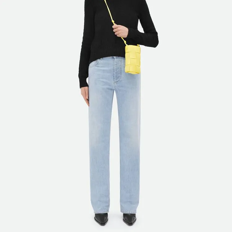 Bottega Veneta CASSETTE Cow Leather One Shoulder Crossbody Cell Phone Pouch Women's Jelly Yellow-4