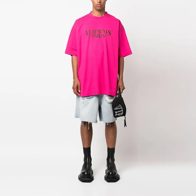 Vetements T-Shirts Unisex Peach Pink-1