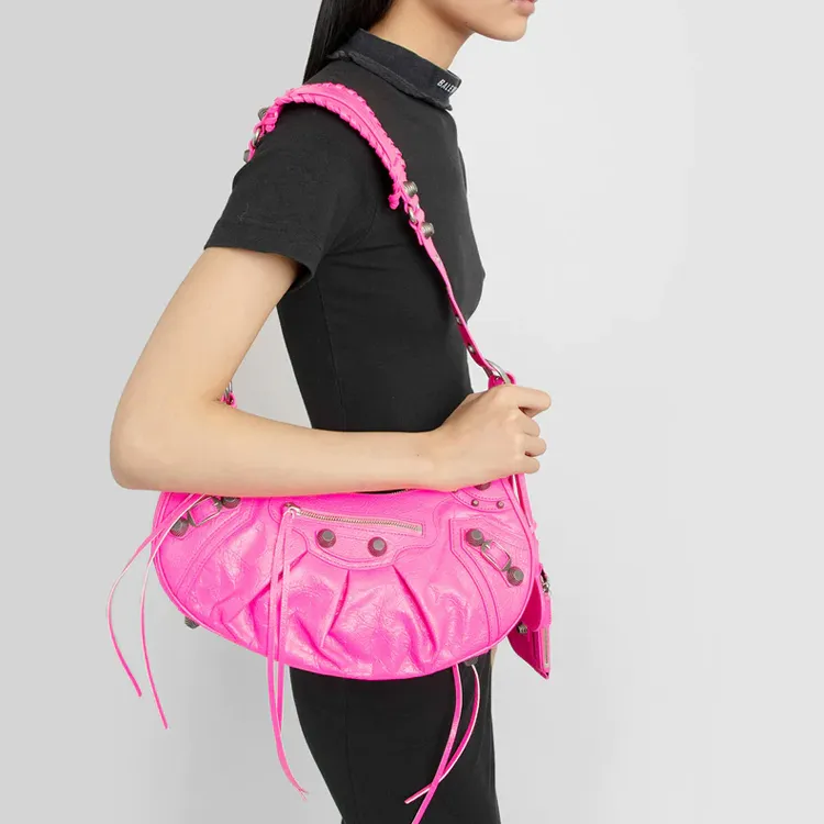 Balenciaga Le Cagole Leather Handbag, Shoulder Bag Women's Pink-4