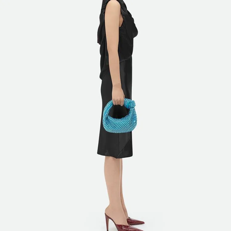 Bottega Veneta JODIE Cotton One Shoulder Handbags Mini Women's Blue-4