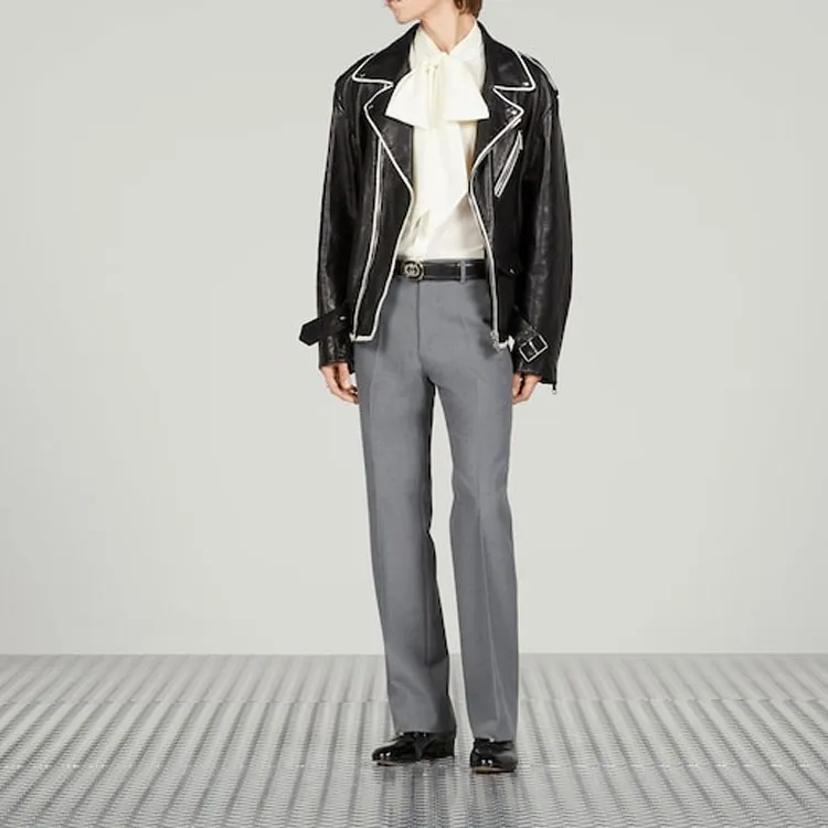 GUCCI Leather Jackets Men Black-1