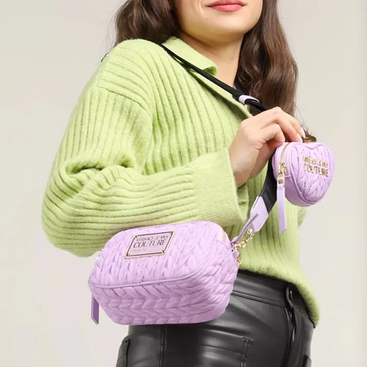 VERSACE JEANS COUTURE Artificial Leather Portable Crossbody Bag, Shoulder Bag Women's Lavender Purple-4