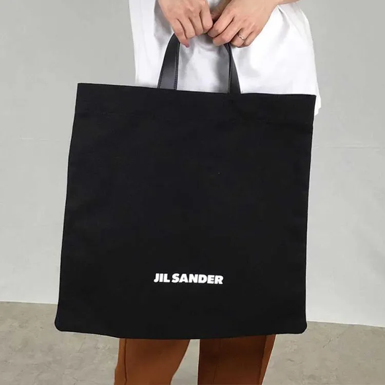 JIL SANDER Leather Tote Bag Shopping Bag Handbag Men's Black-6