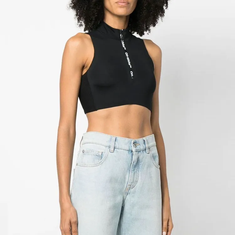 OFF WHITE Logo Printed Zip Detailed Top-3