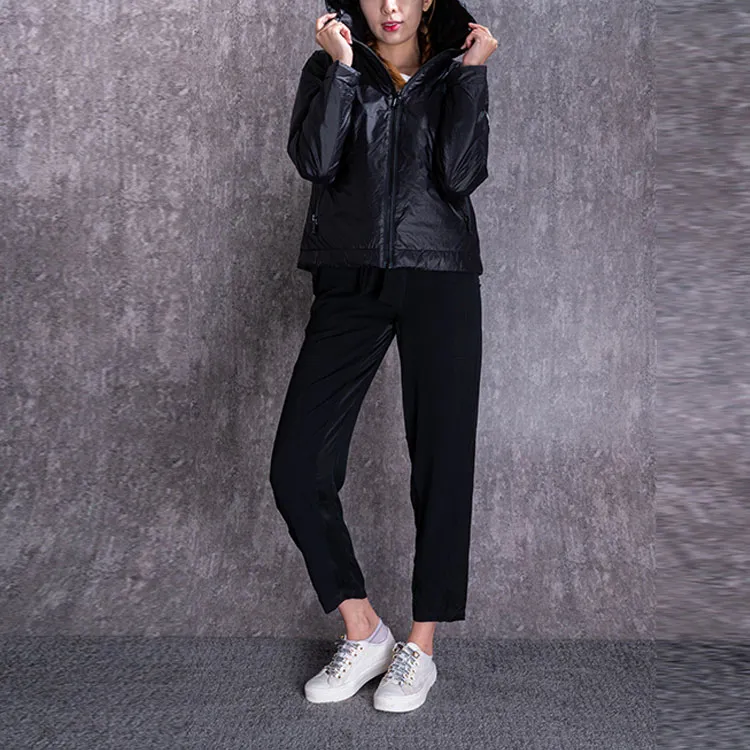 MOSCHINO Solid Color Hooded Puffer Jacket Women's Black-2
