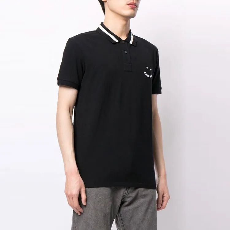 PS By Paul Smith PS Smile Polo Shirts Men Black-3