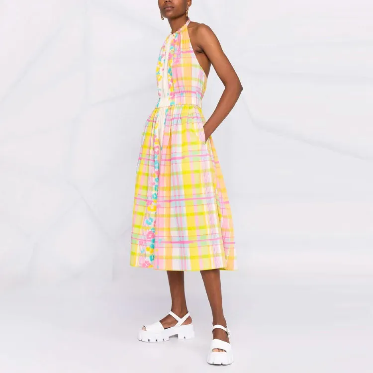 MOSCHINO Sleeveless Dresses Women's Yellow-3