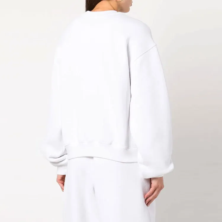 T By Alexander Wang Essential Terry Crew Puff Paint Sweatshirt White-2